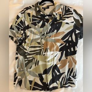 Express Men's Tropical Print Shirt - Black and Green